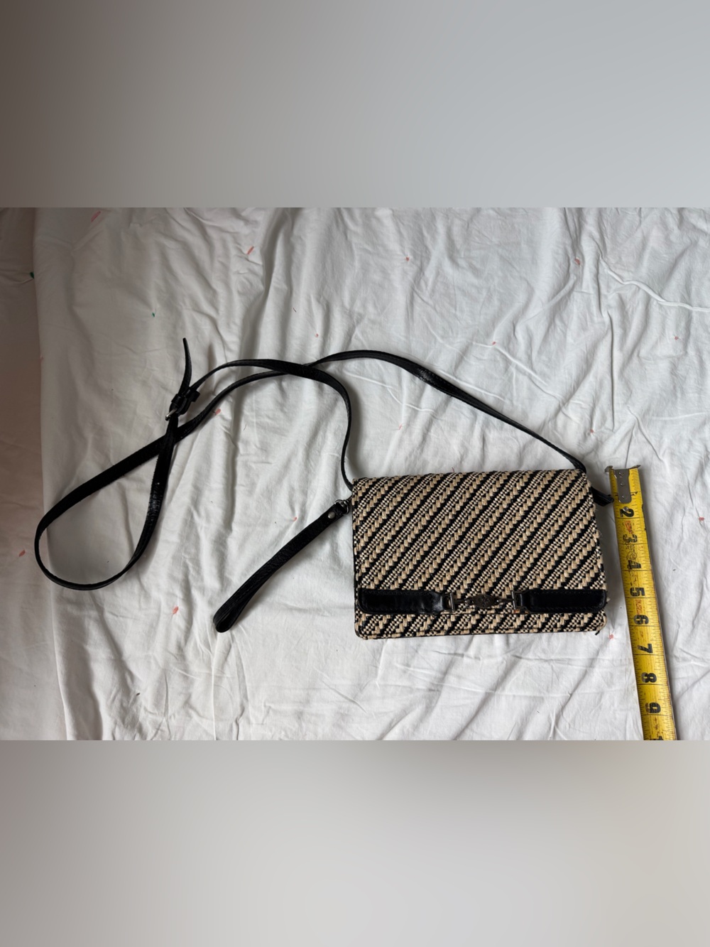 Patricia Nash Black and Cream Woven Crossbody Bag